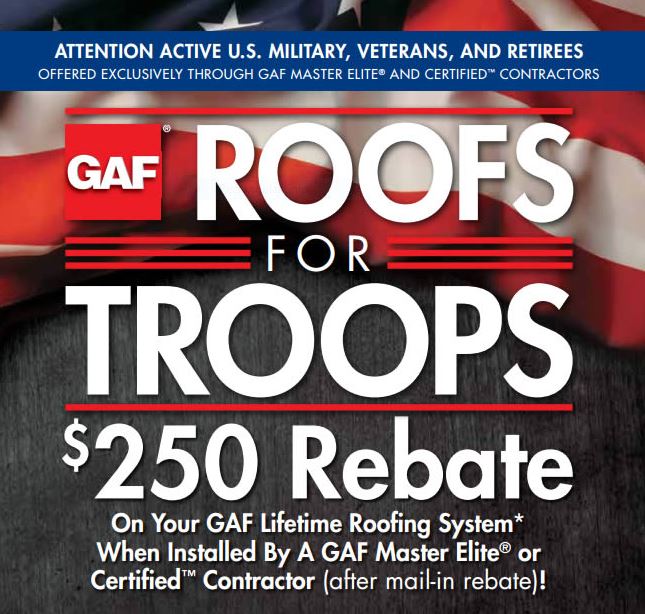 GAF Roofs For Troops Rebate | Contractor Cape Cod, MA & RI